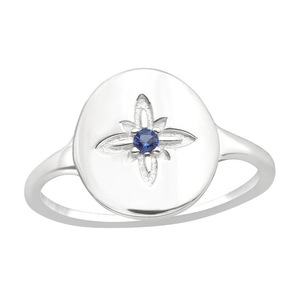 Sterling Silver Sapphire Signet Ring​
